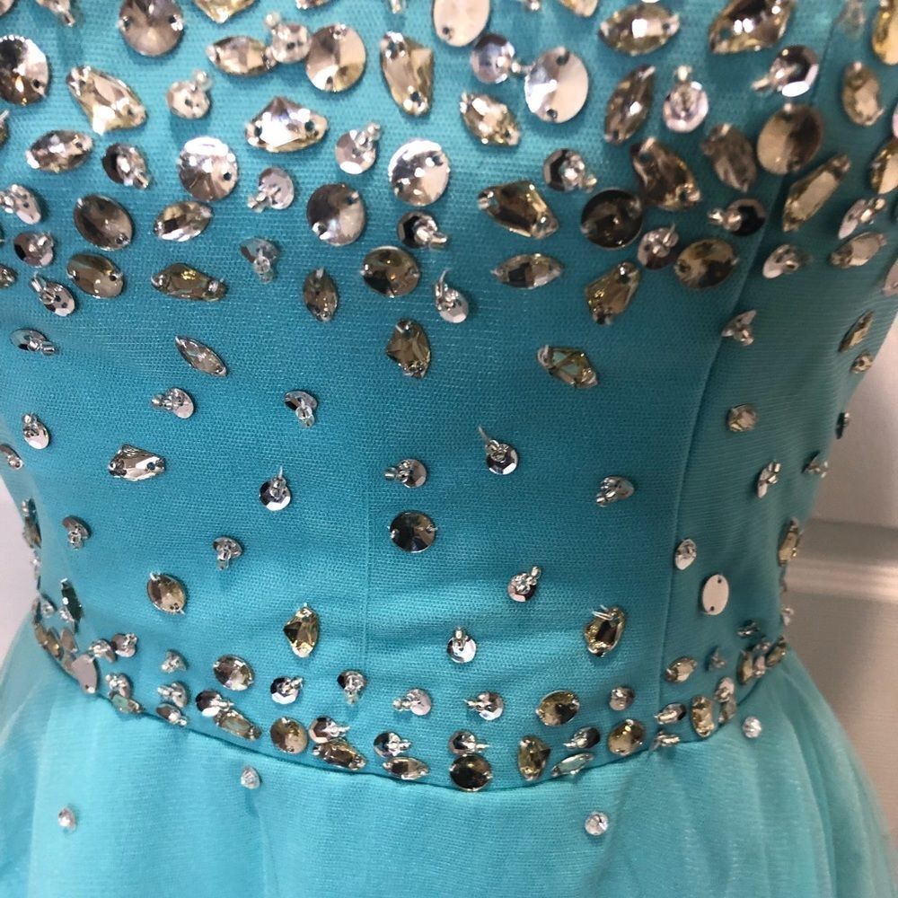 Baby Online Dress mini blue jeweled rhinestone prom homecoming dress - Picture 4 of 16